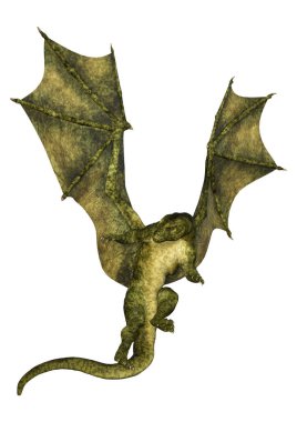 3D render masal Dragon beyaz