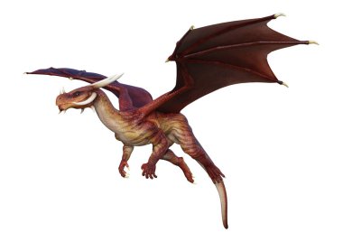 3D render masal Dragon beyaz
