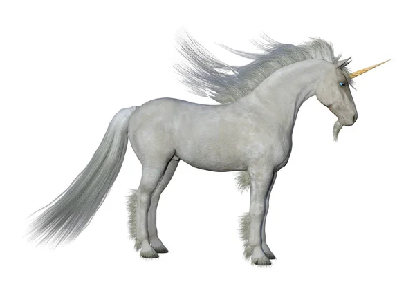 3D Rendering fiaba bianco unicorno su bianco — Foto Stock