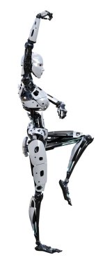 3D render kadın Robot üzerinde beyaz