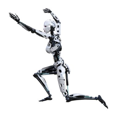 3D render kadın Robot üzerinde beyaz