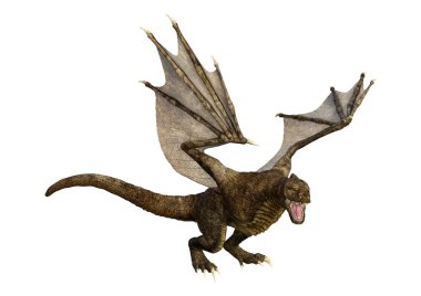 3D render masal Dragon beyaz