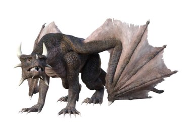 3D render masal Dragon beyaz