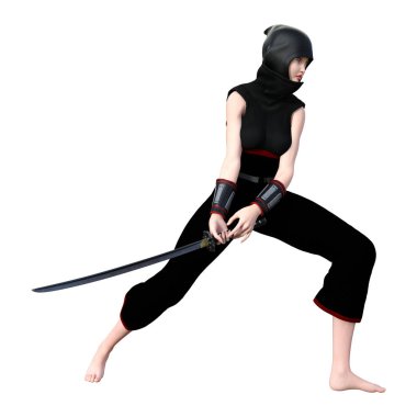 3D render erkek Ninja beyaz