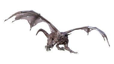3D render masal Dragon beyaz