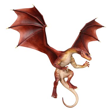 3D render masal Dragon beyaz