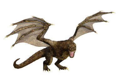 3D render masal Dragon beyaz