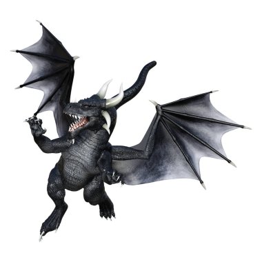 3D render masal Dragon beyaz