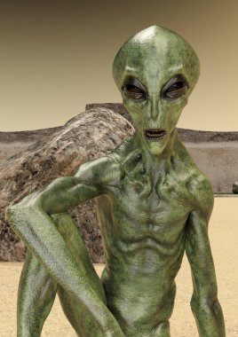 3D yeşil uzaylı oluşturma