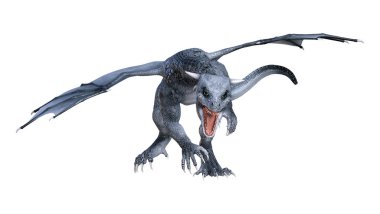 3D render masal Dragon beyaz