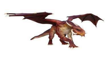3D render masal Dragon beyaz