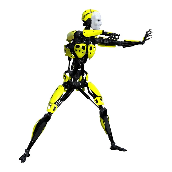 Robot mâle rendu 3D sur blanc — Photo