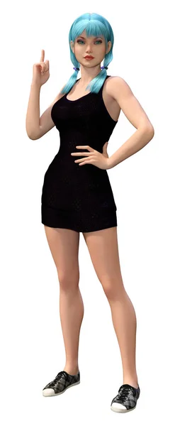 3D renderizado adolescente chica en blanco — Foto de Stock