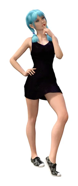 3D renderizado adolescente chica en blanco — Foto de Stock