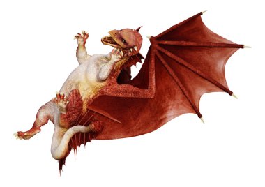 3D render masal Dragon beyaz