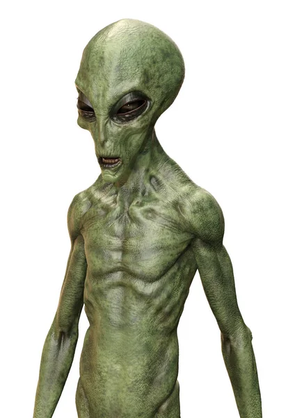 3D rendering van groene Alien op wit — Stockfoto