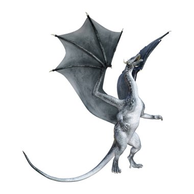 3D render masal Dragon beyaz