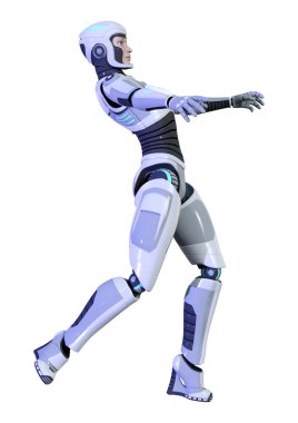 3D render kadın Robot üzerinde beyaz