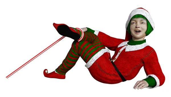 3D-rendering Christmas Elf på vit — Stockfoto