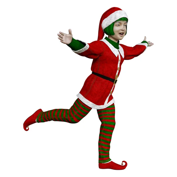 3D-rendering Christmas Elf på vit — Stockfoto