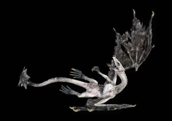 Dragón de cuento de hadas de representación 3D en negro — Foto de Stock