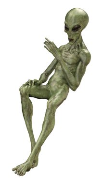 3D beyaz yeşil uzaylı oluşturma