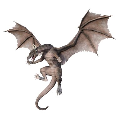 3D render masal Dragon beyaz