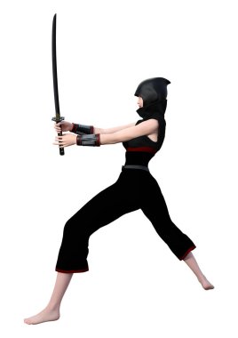 3D render erkek Ninja beyaz