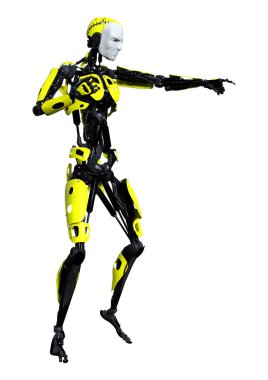 3D render erkek Robot üzerinde beyaz