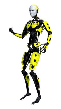 3D render erkek Robot üzerinde beyaz