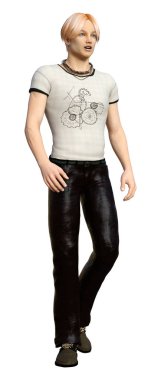 3D render genç çocuk beyaz