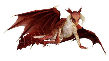 3D render masal Dragon beyaz