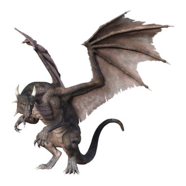 3D render masal Dragon beyaz