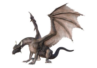 3D render masal Dragon beyaz