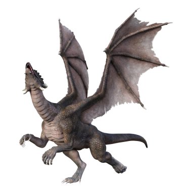 3D render masal Dragon beyaz