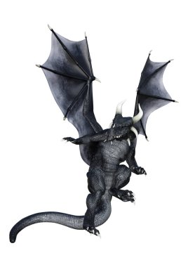 3D render masal Dragon beyaz
