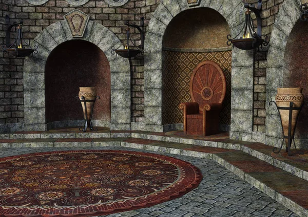 3D rendering αίθουσα του θρόνου — Φωτογραφία Αρχείου
