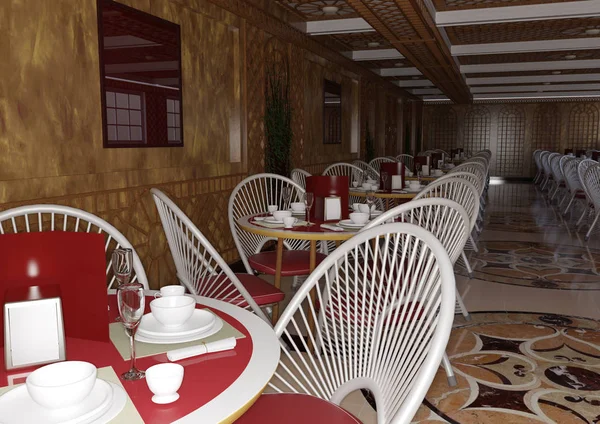 3D rendering εσωτερικό εστιατόριο — Φωτογραφία Αρχείου