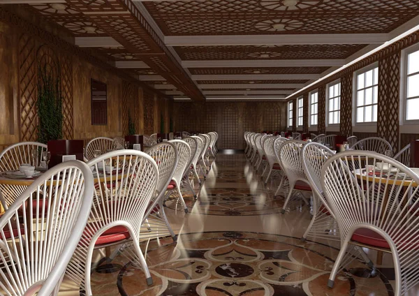 3D rendering εσωτερικό εστιατόριο — Φωτογραφία Αρχείου