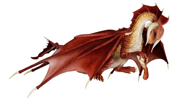 3D renderöinti Fairy Tale Dragon valkoinen — kuvapankkivalokuva