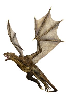 3D render masal Dragon beyaz