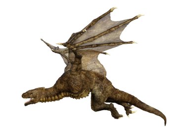 3D render masal Dragon beyaz