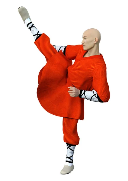 3D-rendering Shaolin Monk på vit — Stockfoto