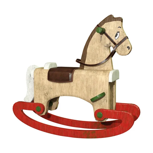 3D representación balanceo caballo en blanco — Foto de Stock