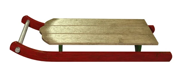3D renderizado Vintage trineo de madera en blanco — Foto de Stock