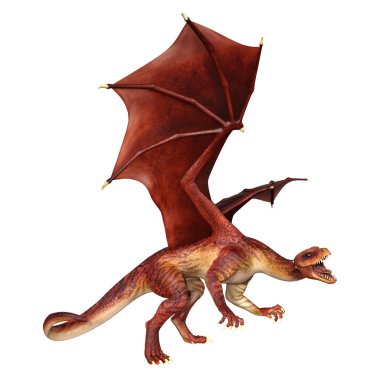 3D render masal Dragon beyaz