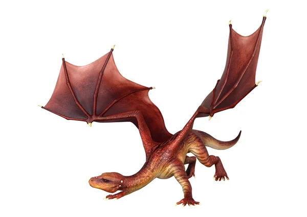 Dragón de cuento de hadas de representación 3D en blanco — Foto de Stock