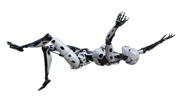 화이트에 3d 렌더링 여성 로봇 — 스톡 사진