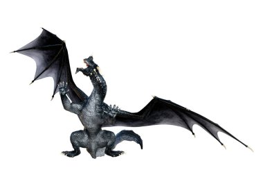 Beyaz arka planda izole edilmiş bir fantezi ejderhanın 3 boyutlu canlandırması