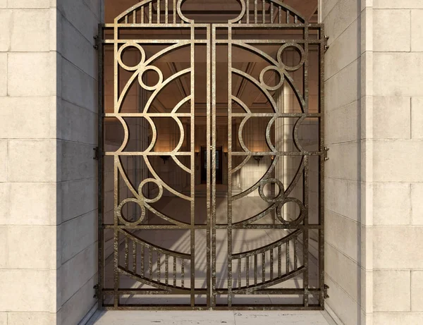Renderowanie Wejścia Lobby Stylu Art Deco — Zdjęcie stockowe